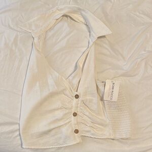 Women's Cream Button-Down Top